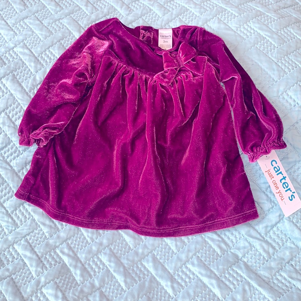 Purple Velvet long sleeve w/ Bloomers Carter's Party Dress. 3 months NWT